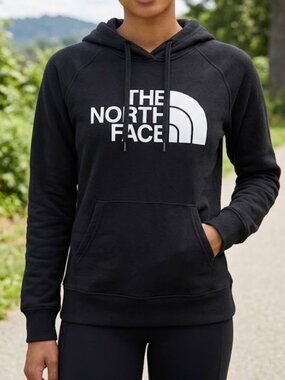 The North Face Women's Small Black Half Dome Logo Pullover Hoodie Sweatshirt